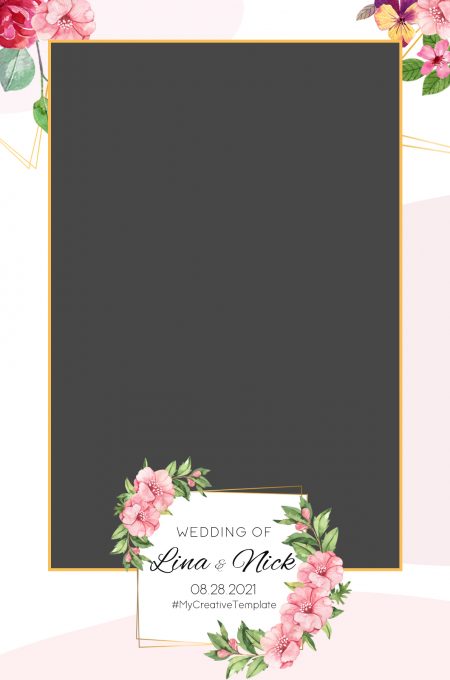Floral Wedding Photo Booth template 1 shot_Example